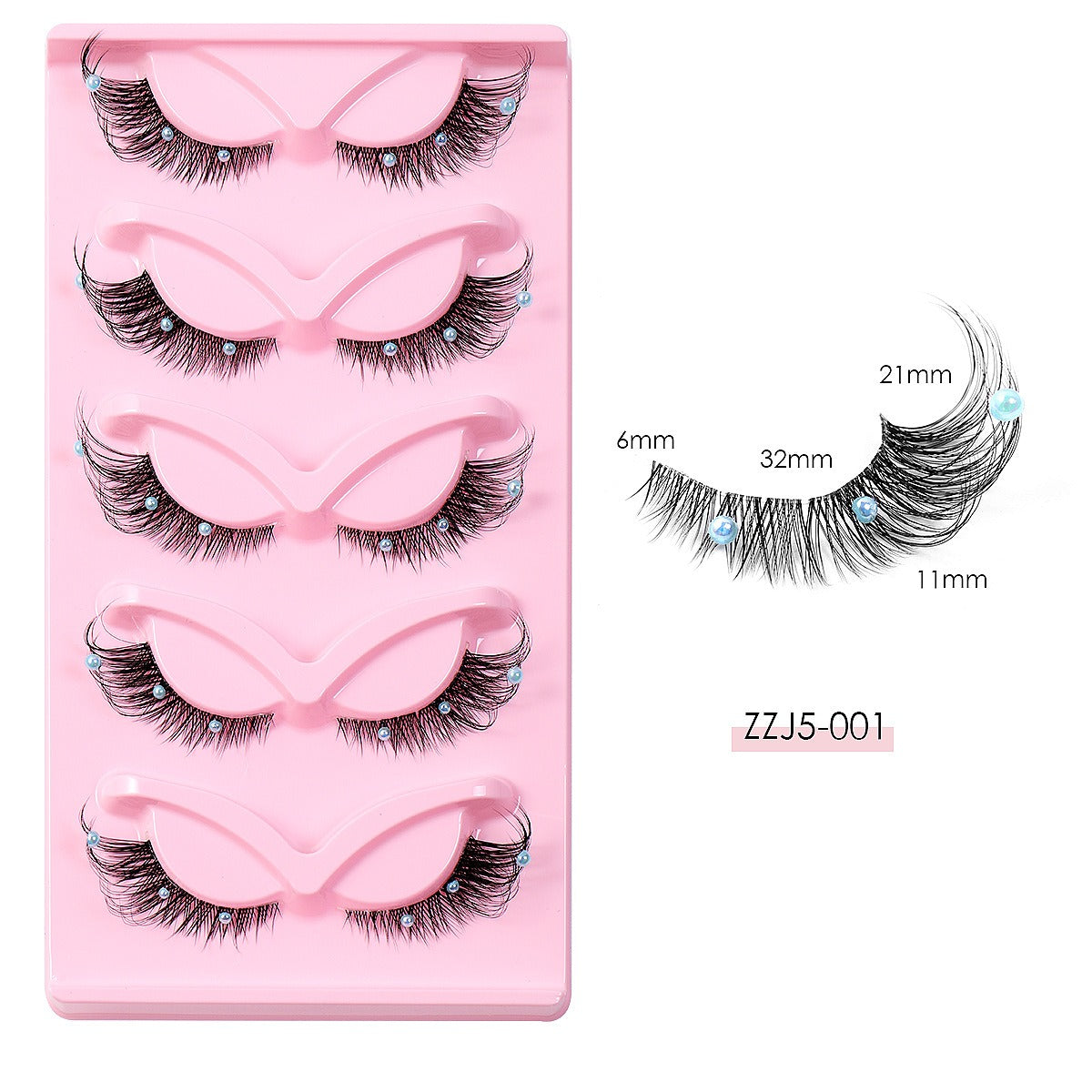 3D Cluster False Eyelashes - 5 Pairs Foxy Winged Cat Eye Strip Lashes