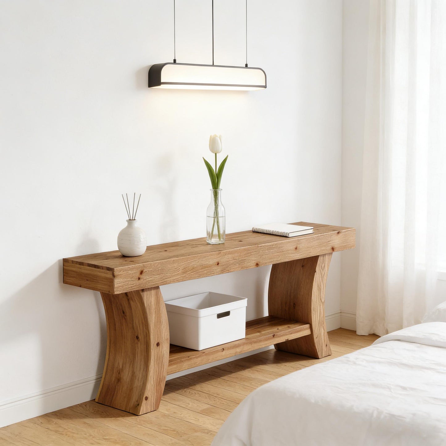 Farmhouse Console Table with Two-Tier Storage - Brown
