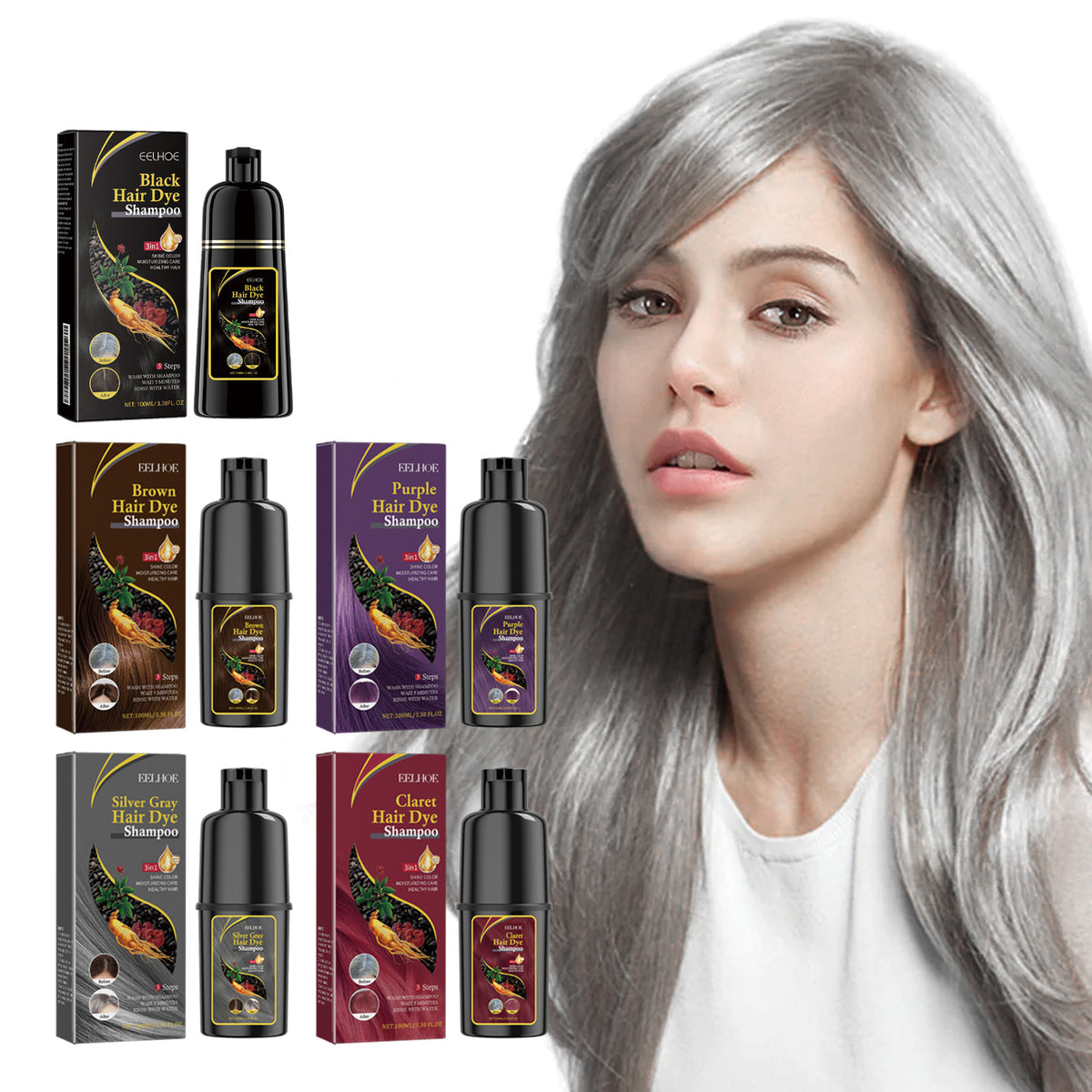Gray Hair Dye Shampoo - 100ml