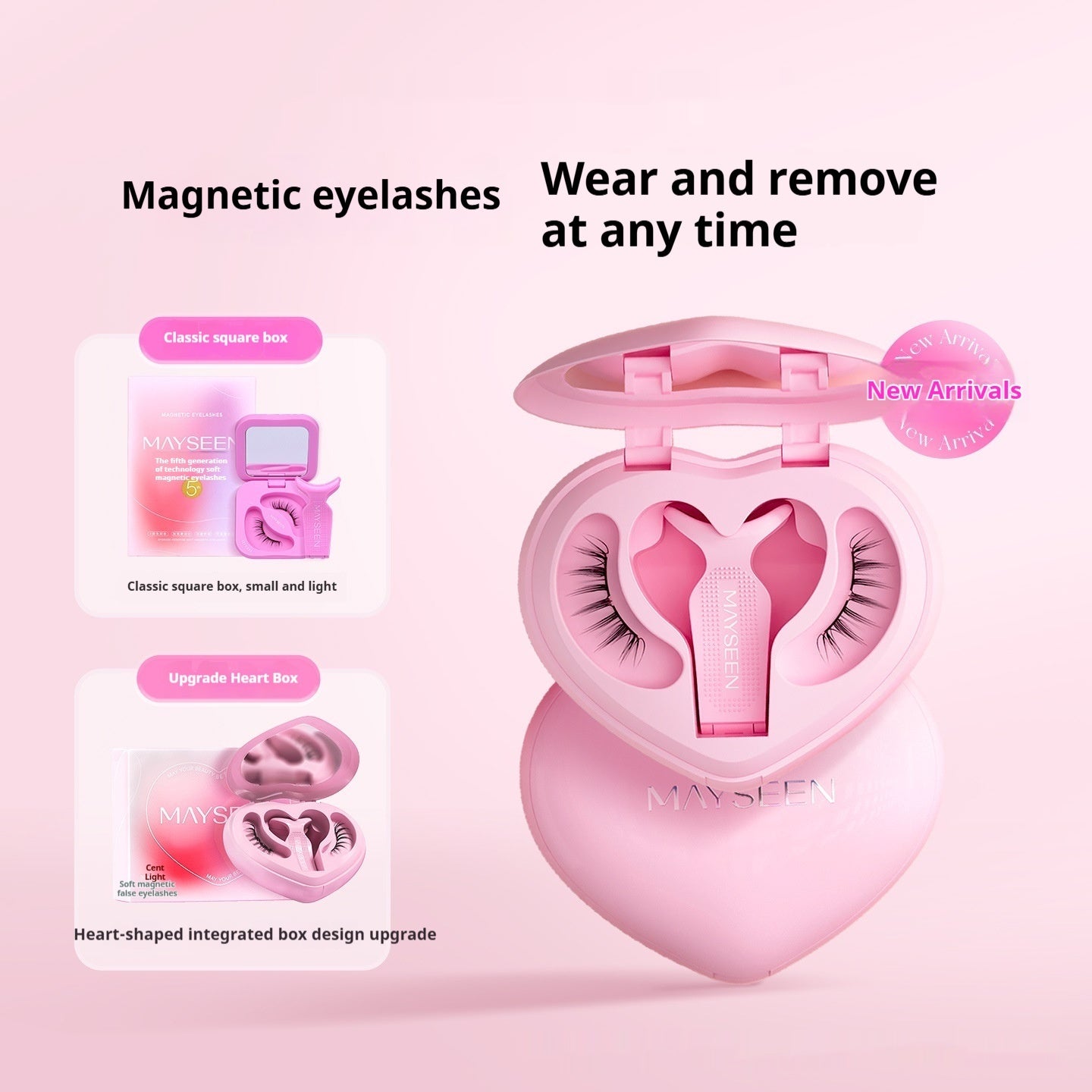 Magnetic False Eyelashes with Heart-Shaped Soap Holder - Natural Long Style