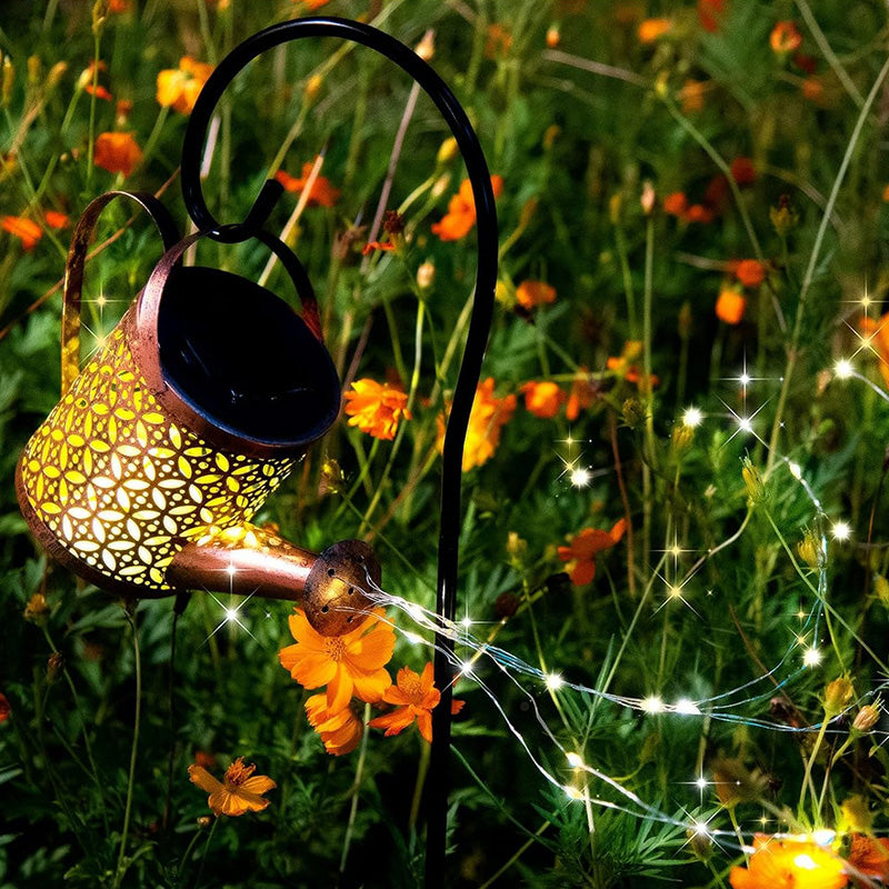 2-Pack LED Solar Watering Can Light String - Outdoor Decor