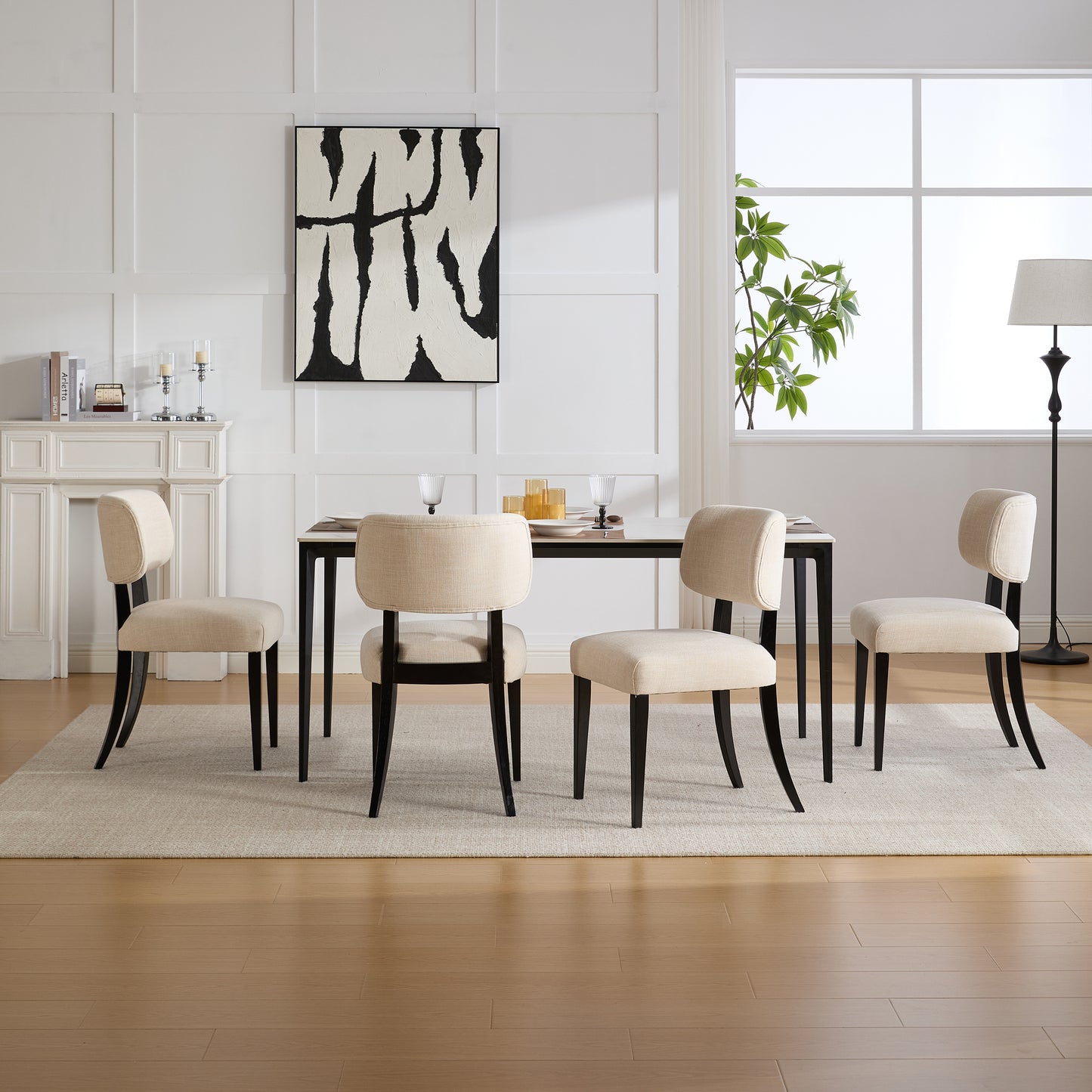 Modern Upholstered Dining Chairs Set of 2 - Cream