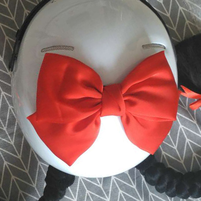 Helmet Decoration Bow with Braids for Motorcycle Helmets - Red & Wine Red