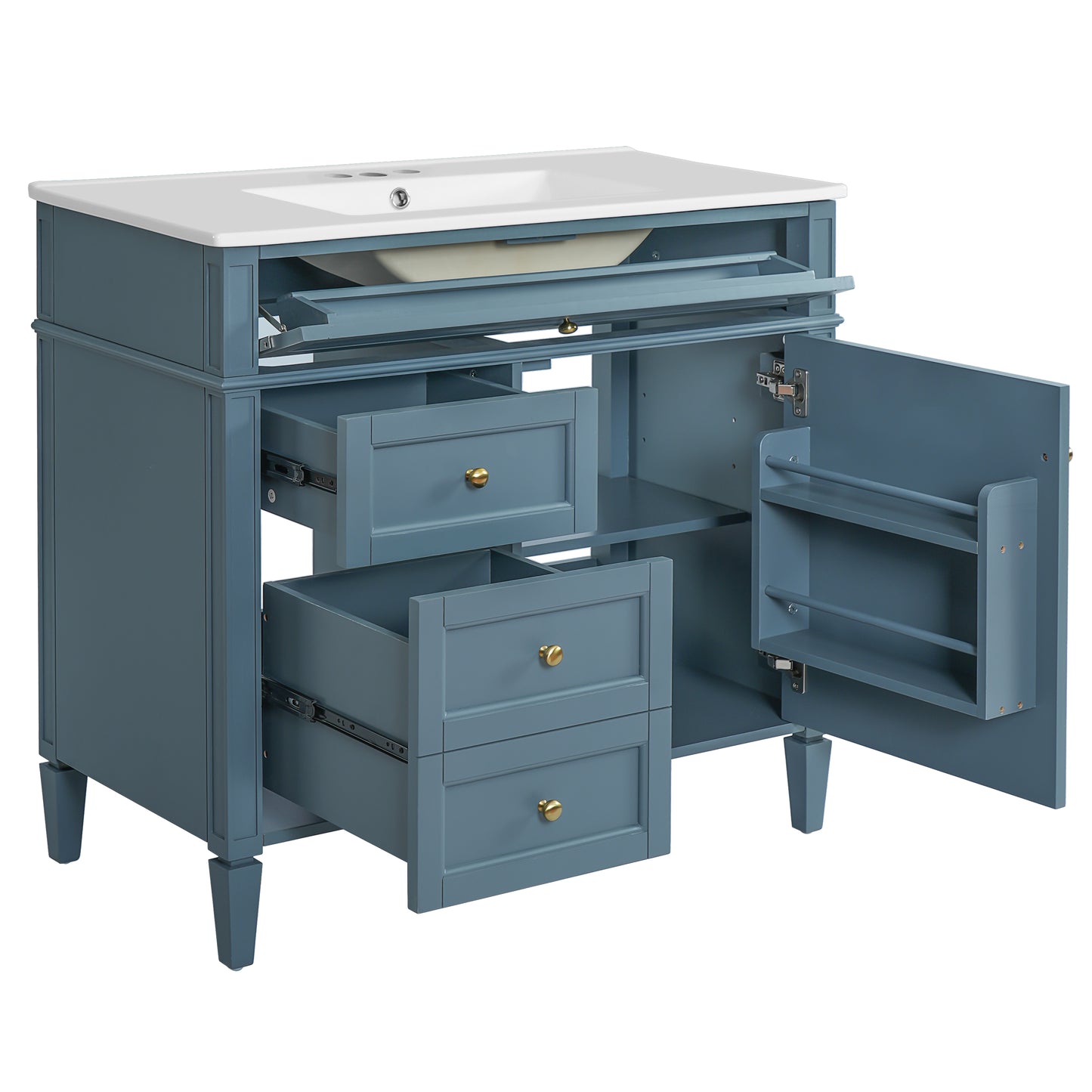 36'' Indigo Blue Bathroom Vanity with Medicine Cabinet & Sink
