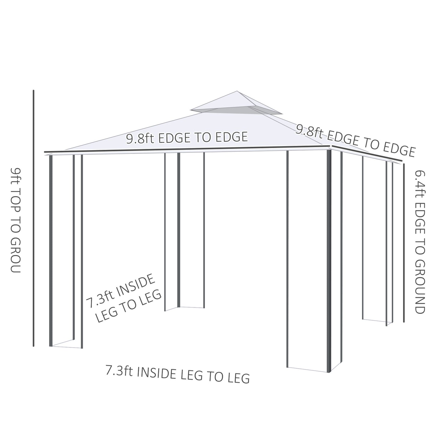 10x10 Outdoor Gazebo with Double Roof & Corner Shelves - Cream White