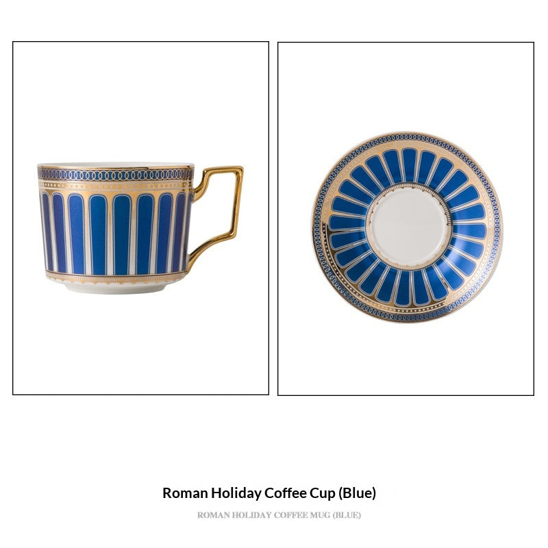 Ceramic Tea Cup & Saucer Set - Floral & Light Luxury Design, 201-300ml Capacity