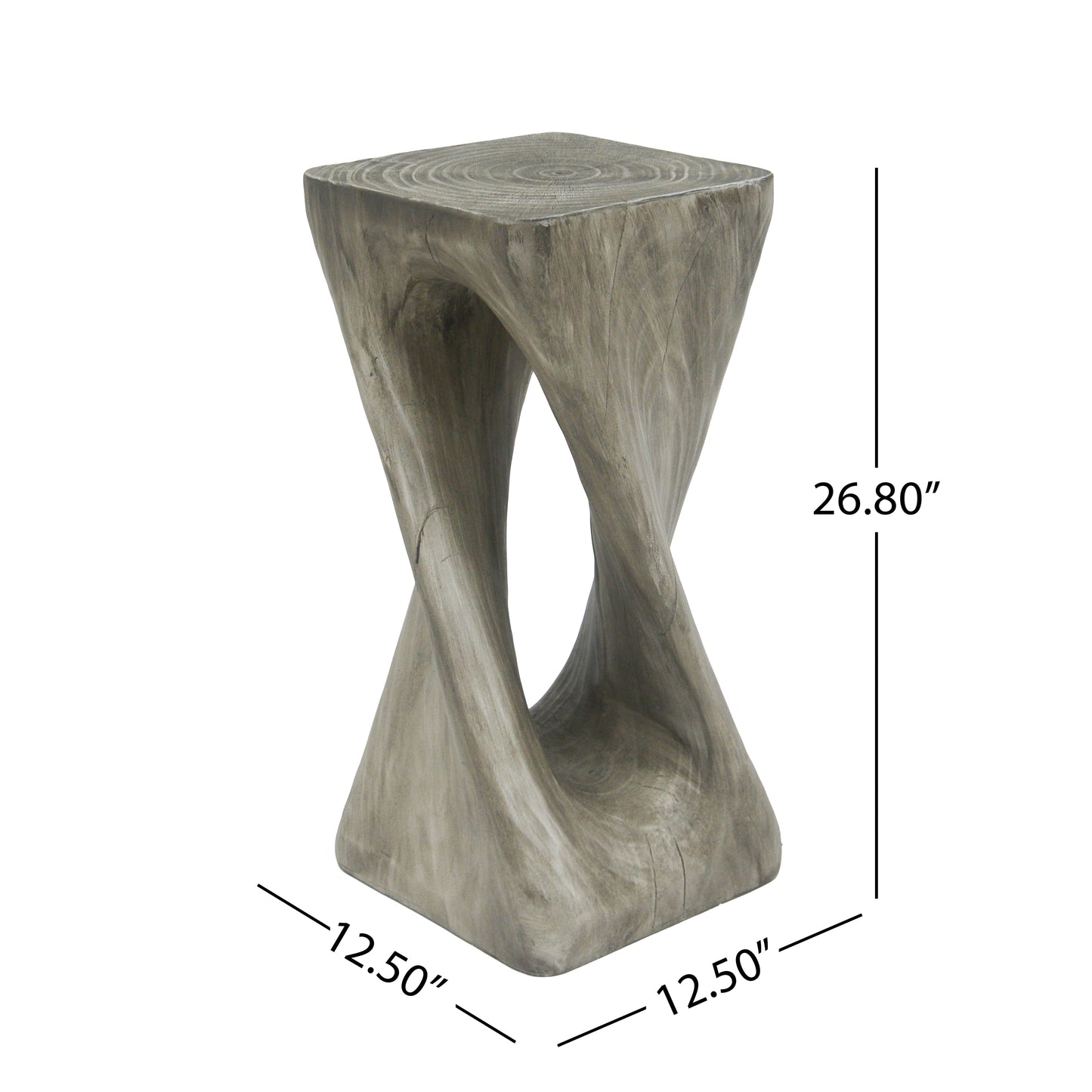 Outdoor Twist Shape Side Table - Lightweight Concrete in Grey