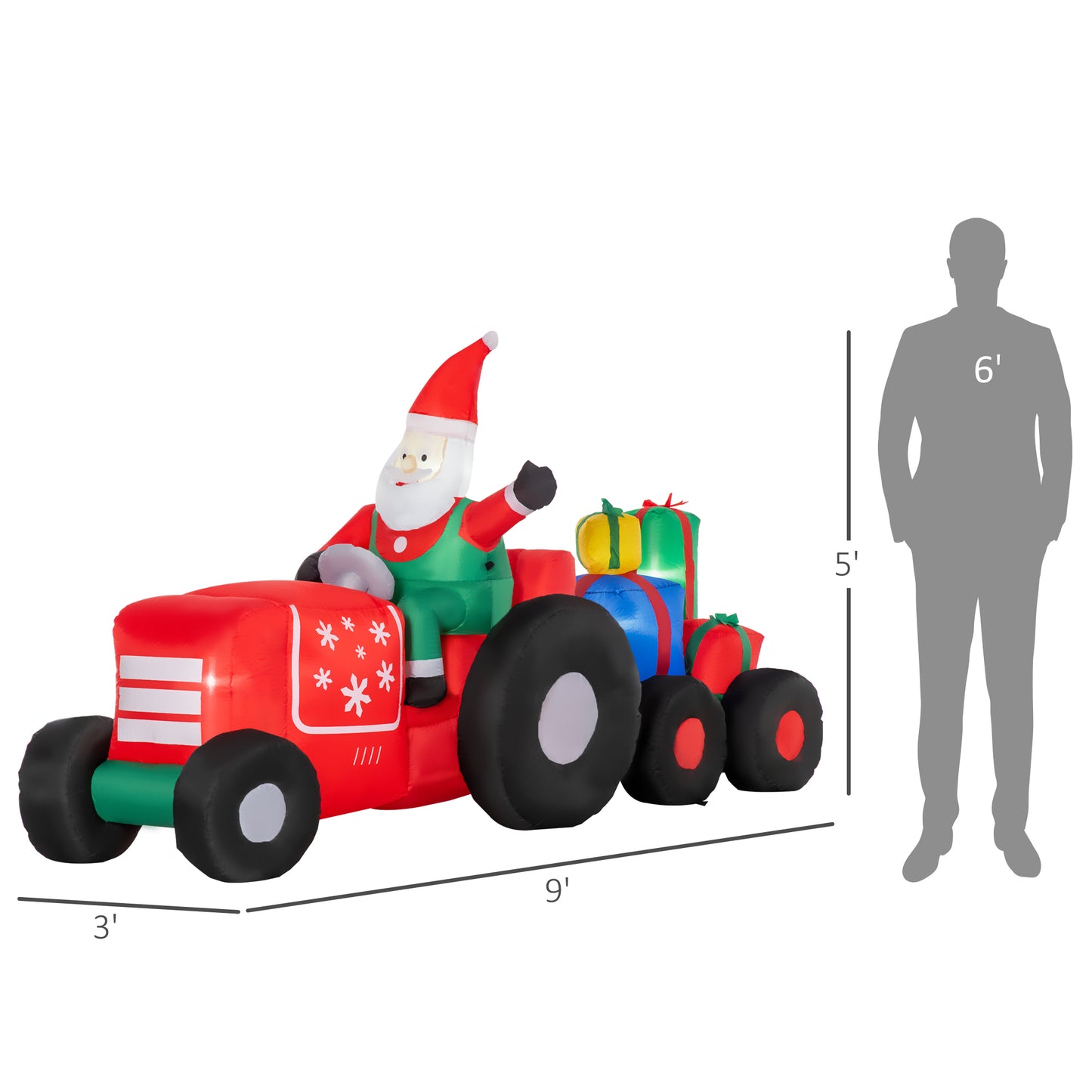 9ft Christmas Inflatable Santa Claus with Colorful Gift Boxes