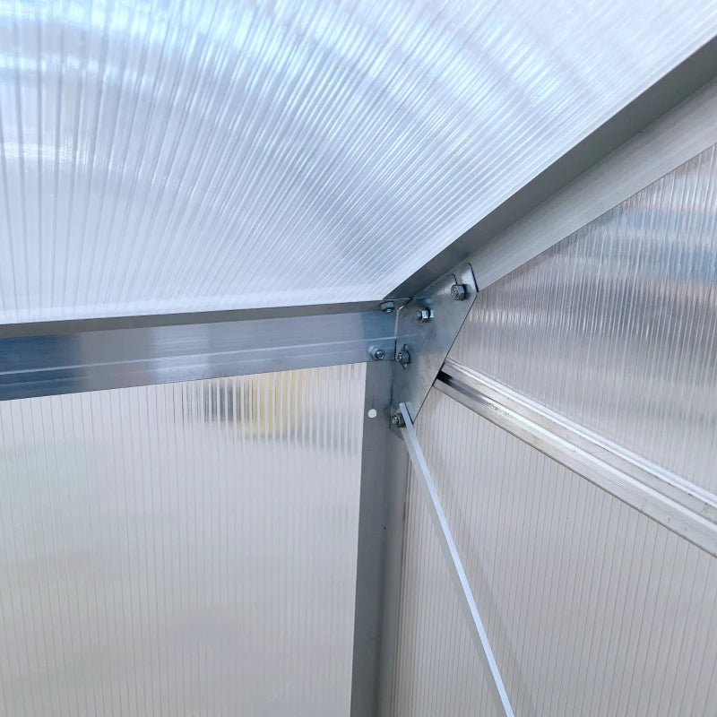 6' x 4' Aluminum Lean-To Greenhouse with Polycarbonate Panels, Adjustable Roof Vent & Rain Gutter
