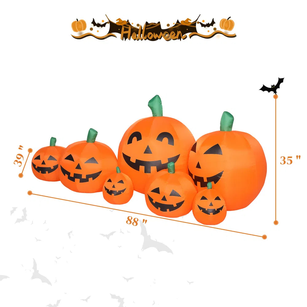 7ft LED Pumpkin Inflatable Halloween Decoration with 7 String Lights