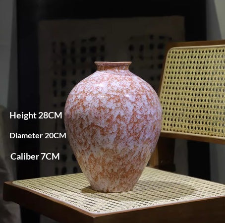 Ceramic Vase with Artificial Flowers - Red Crevice Style Home Decor