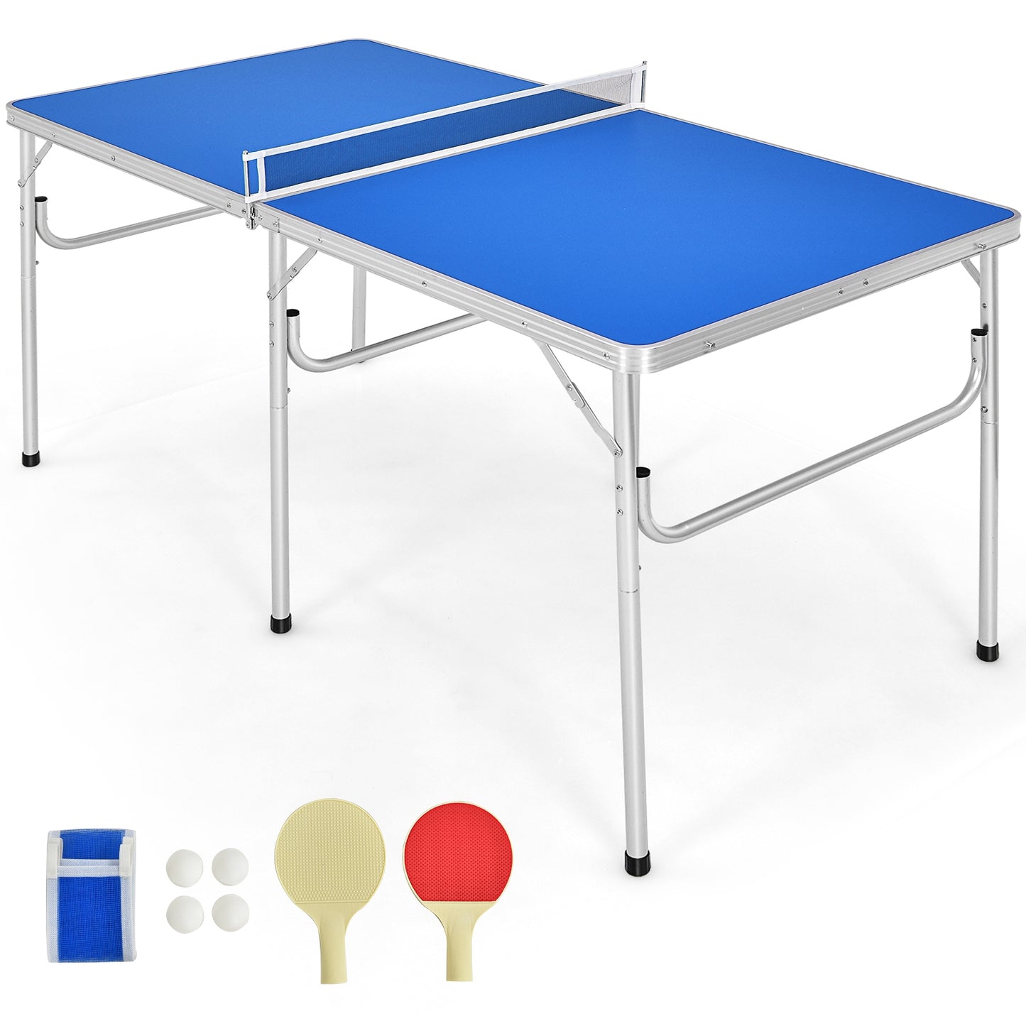 60-Inch Portable Folding Ping Pong Table with Accessories