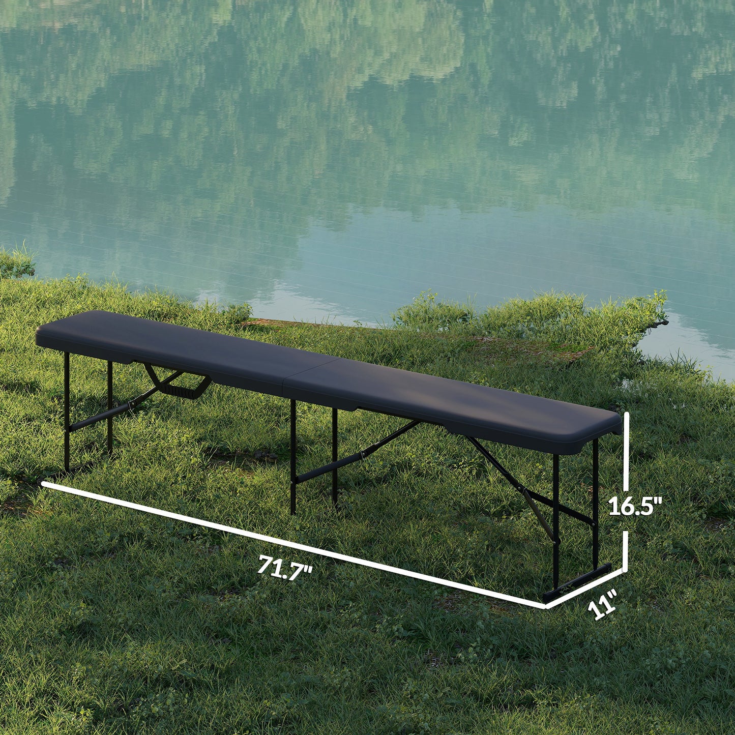 2 Pack 6 Ft Portable Folding Benches with Carry Handle - Black