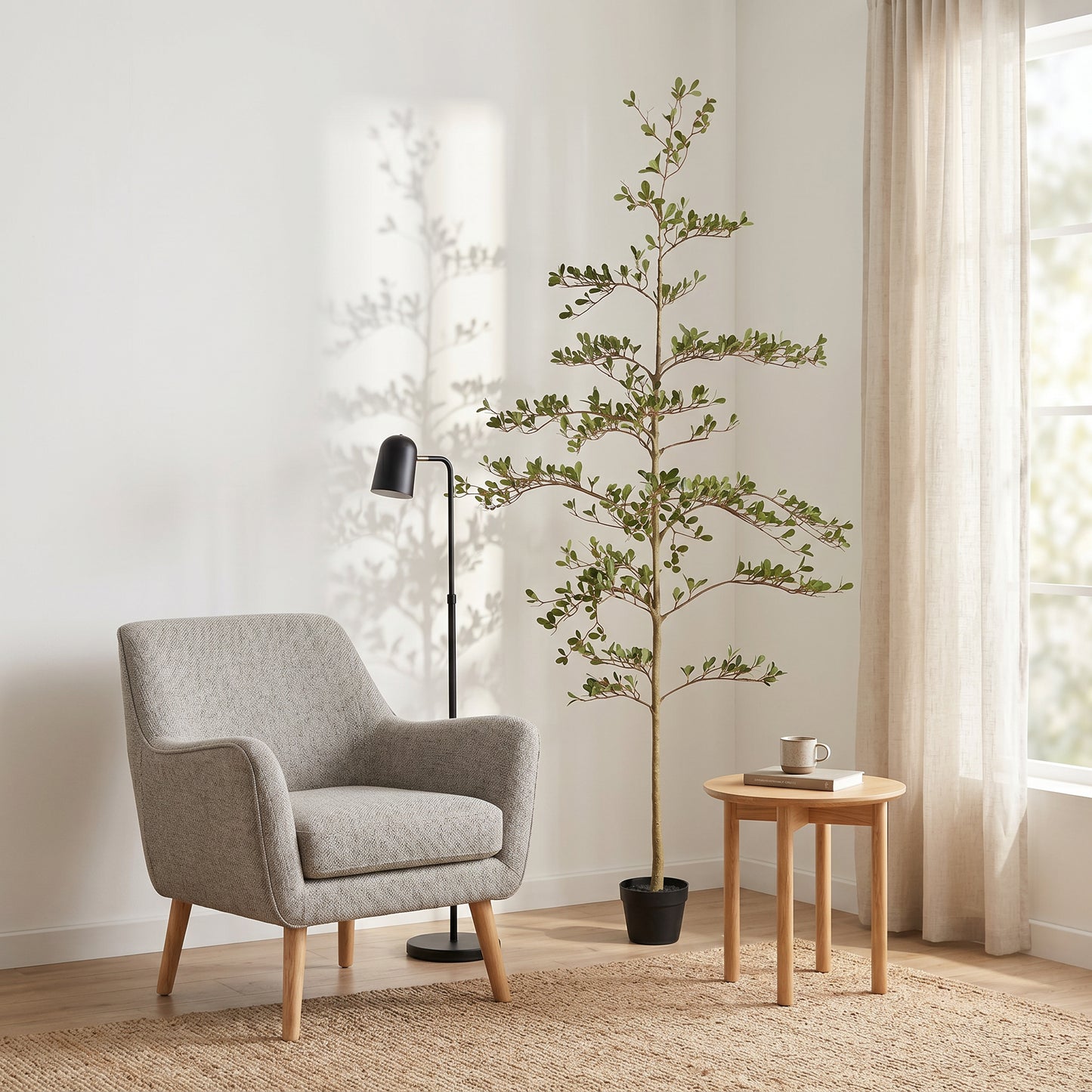 6ft Artificial Olive Tree - Realistic Faux Potted Plant in Black Pot