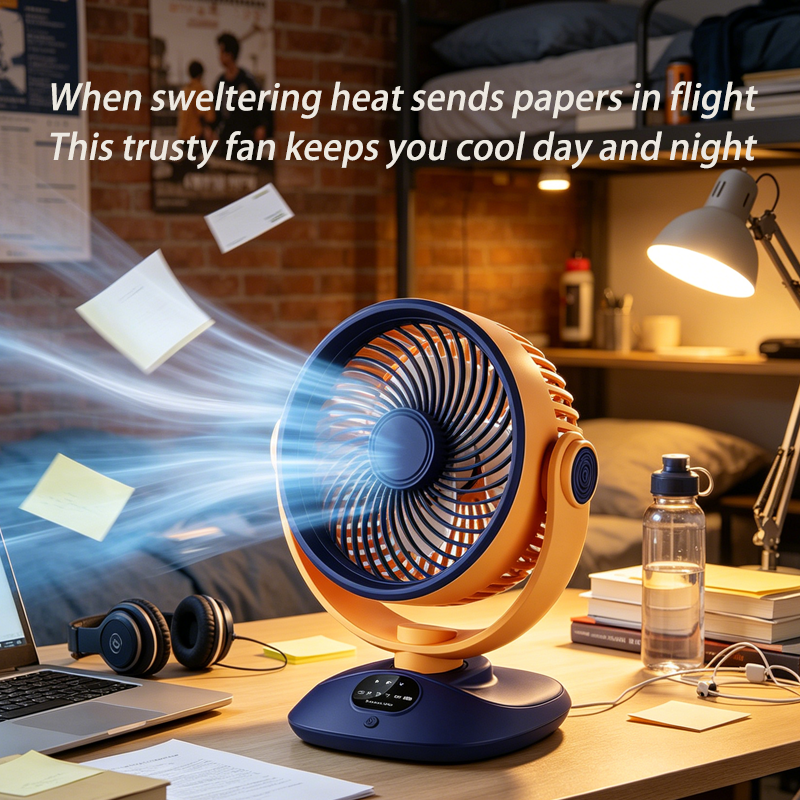 2400mAh Desktop Fan with Adjustable Speed and Tilt for Home Office