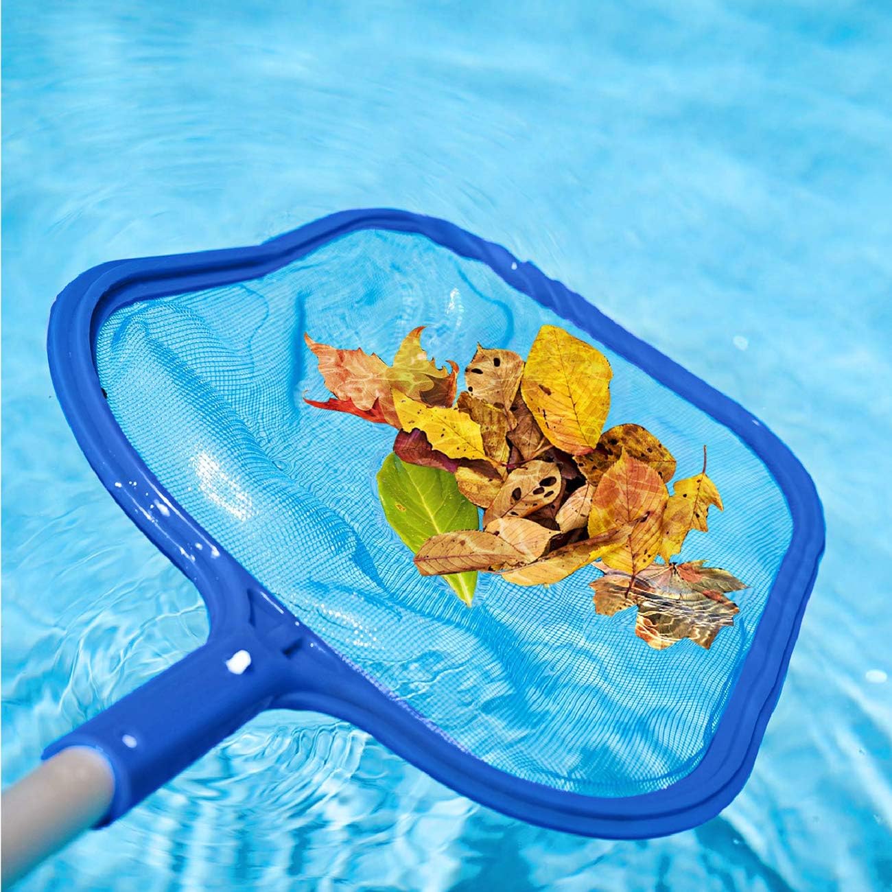 Pool Skimmer Net for Cleaning Leaves & Debris - Lightweight Fine Mesh Pool Net (Blue)