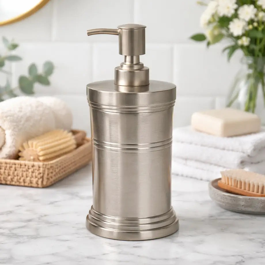 Stainless Steel Liquid Soap Dispenser Pump Bottle Bathroom Vanity &