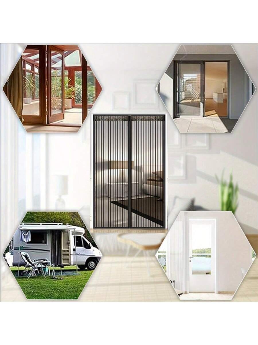 Magnetic Mosquito Door Curtain with Storage Strap, Breathable Screen for Home & Outdoor Use