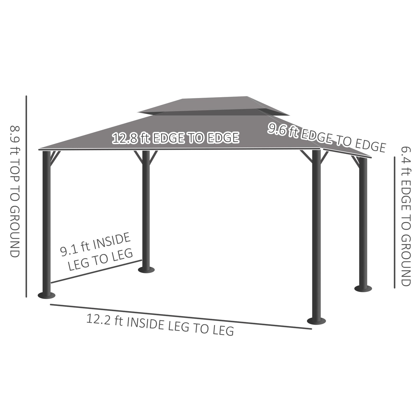 10x13 Outdoor Patio Gazebo Canopy with Double Roof & Curtains