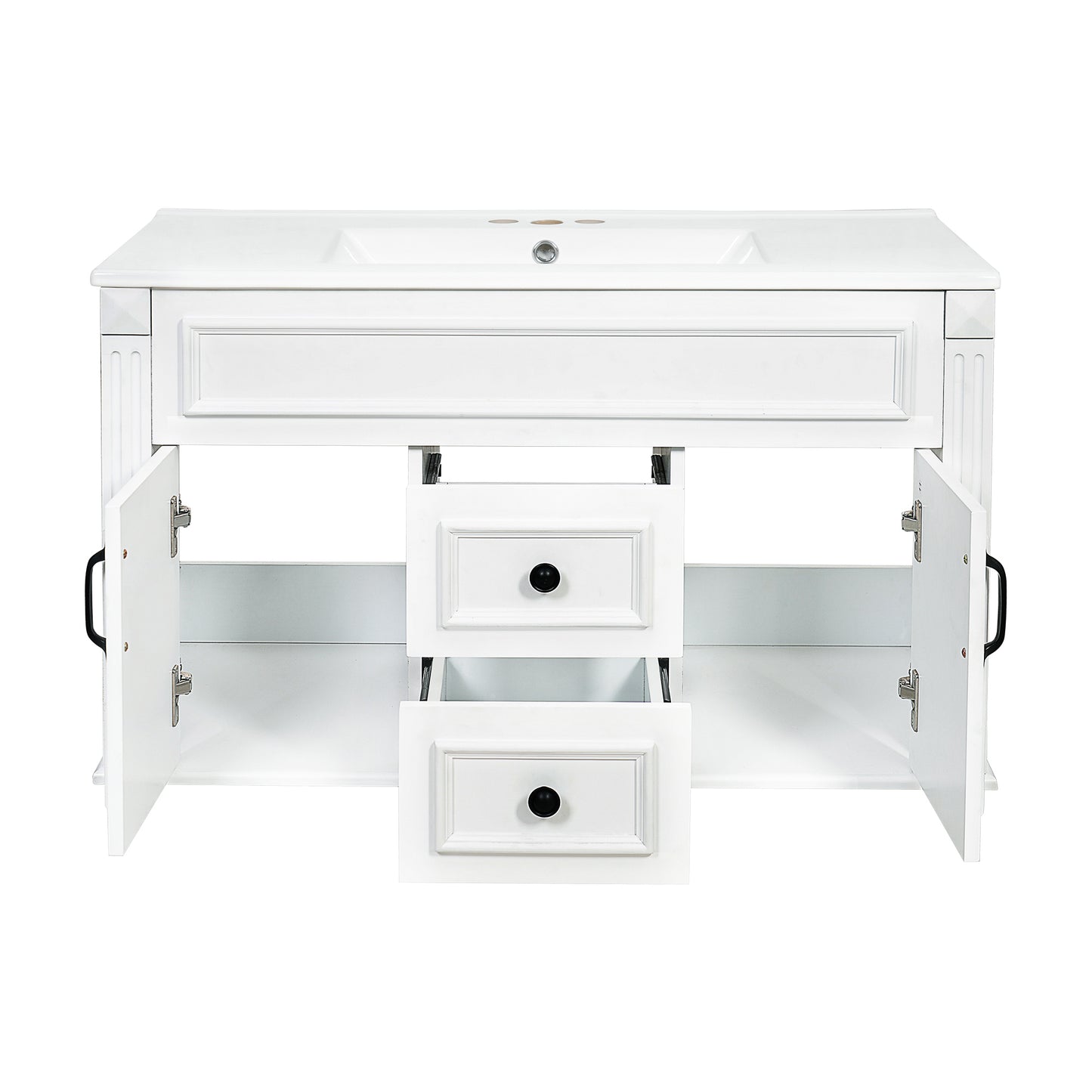 36-Inch Wall-Mounted Bathroom Vanity with Ceramic Sink - White