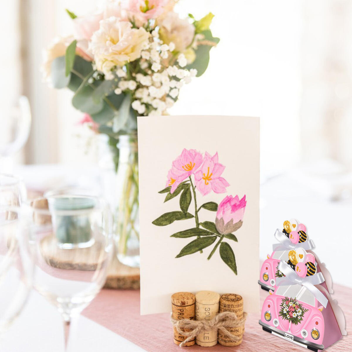 20-Pack Pink Wedding Party Favor Treat Boxes - 10x8x4.5cm