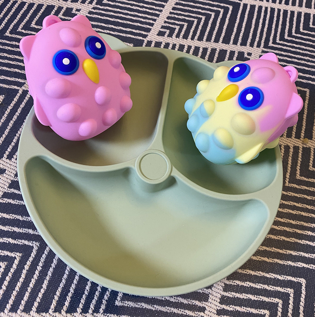 Child Silicone Plate with Suction Cup - Toddler Feeding Tableware, Deep Pink