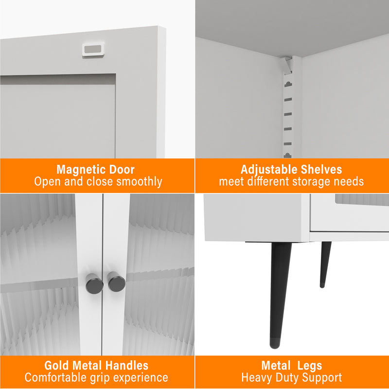 73in White Metal Corner Storage Cabinet with Adjustable Shelves