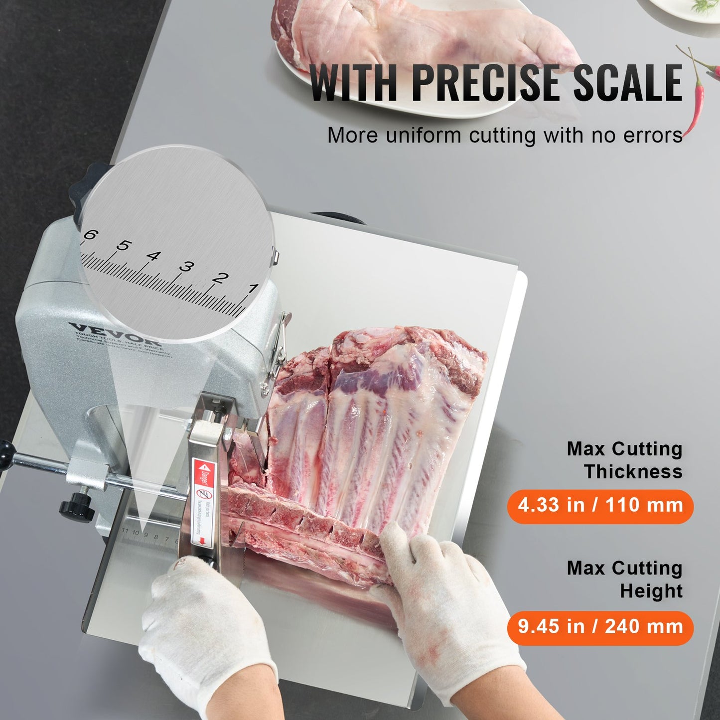 650W Commercial Stainless Steel Meat Bone Saw with Adjustable Thickness