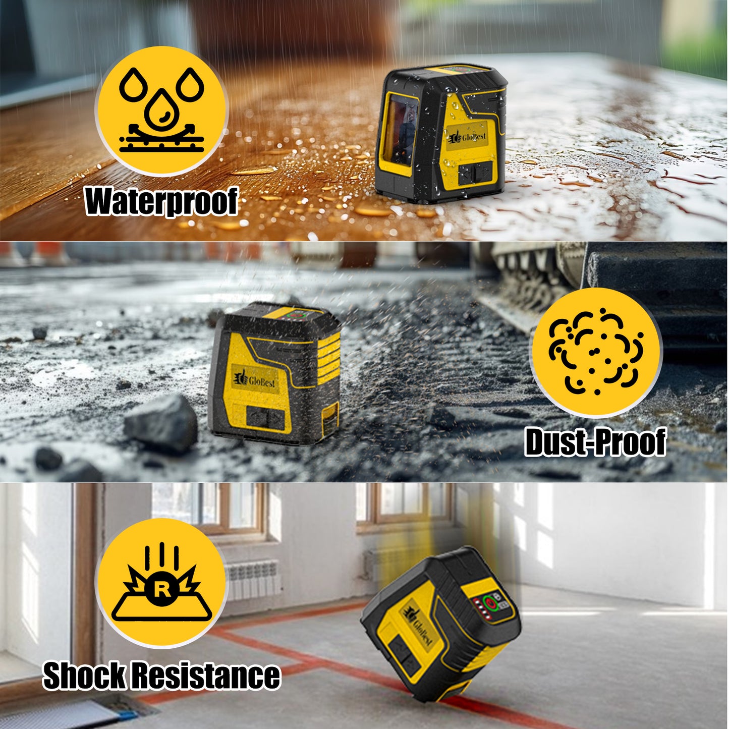 Green Laser Level with Self-Leveling & Magnetic Base - Accurate Cross Line Tool for Tiling & Hanging