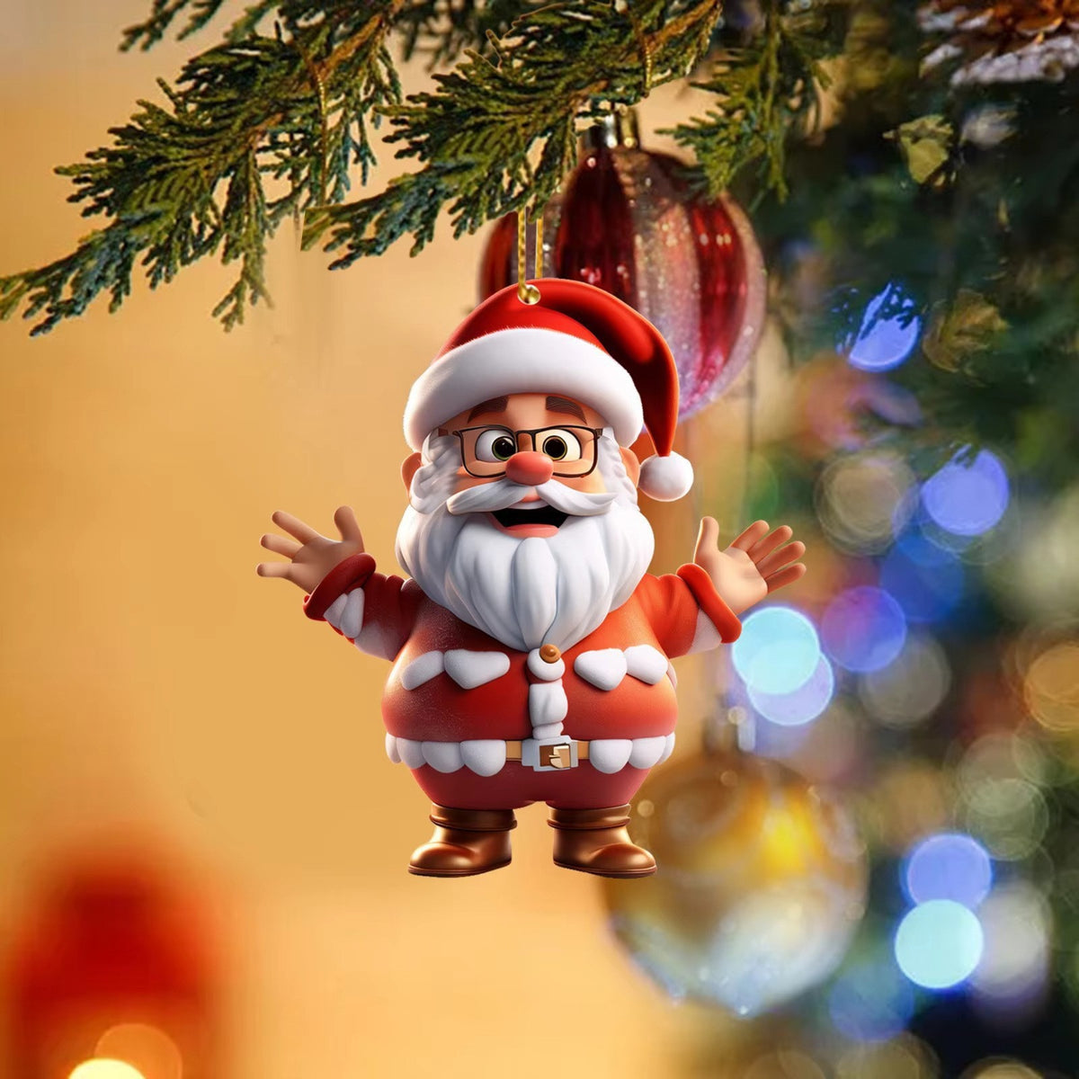 Acrylic Santa Claus Holiday Decor Pendant for Seasonal Festivities
