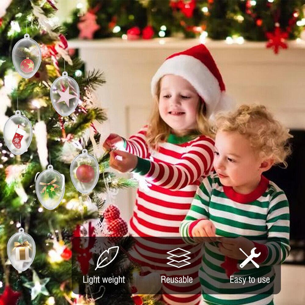 5 PCS Clear Plastic Fillable Christmas Balls - Tree Ornaments