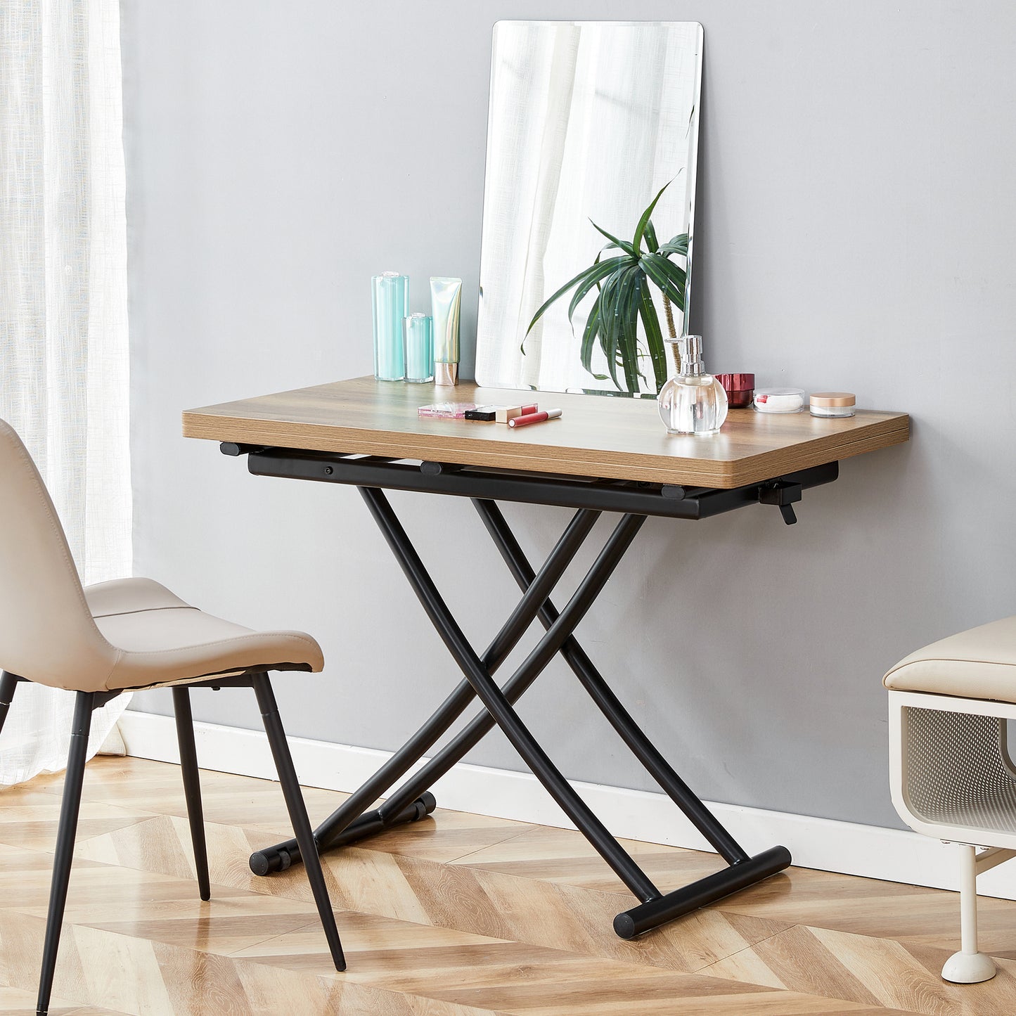 Modern Minimalist Multifunctional Lift Table With 0.8 Inch Thick MDF