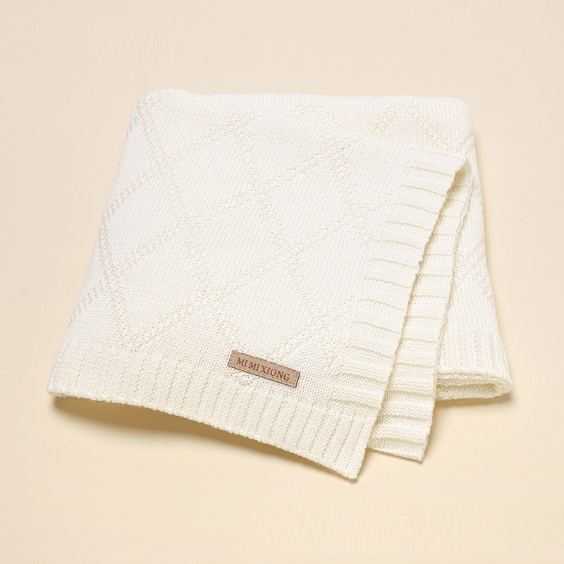 Baby Knitted Blanket 70x90cm Cotton Solid Color Bedding for Toddler