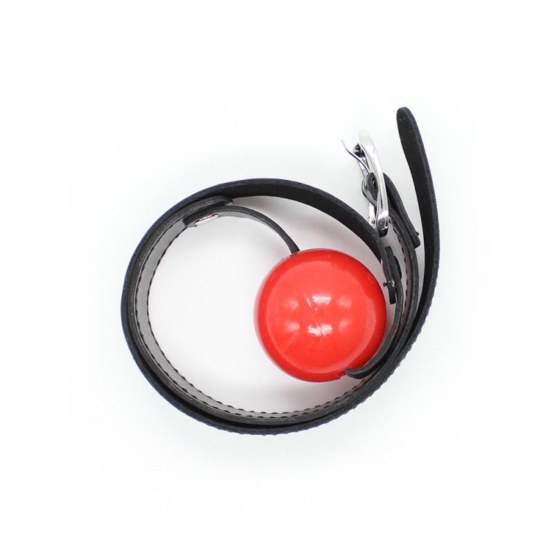 Adult Leather Ball Plug Toy Set with Adjustable Belt - Black & Red