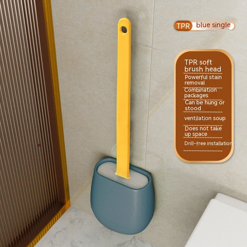 Silicone Toilet Brush Set with Long Handle and No Dead Angle Cleaning