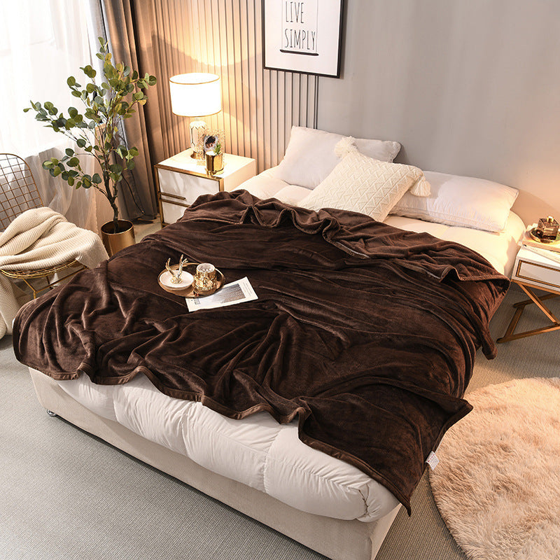 Thick Flannel Blanket for Bedroom and Dormitory Solid Color Winter Bedding