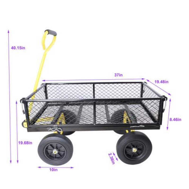 Garden Trolley Cart with Solid Wheels Multi-Functional Tool Cart for Yard and Farm Use