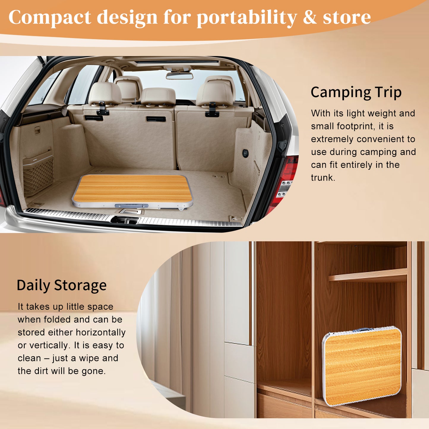 Portable Aluminum Folding Table - Lightweight Picnic Desk