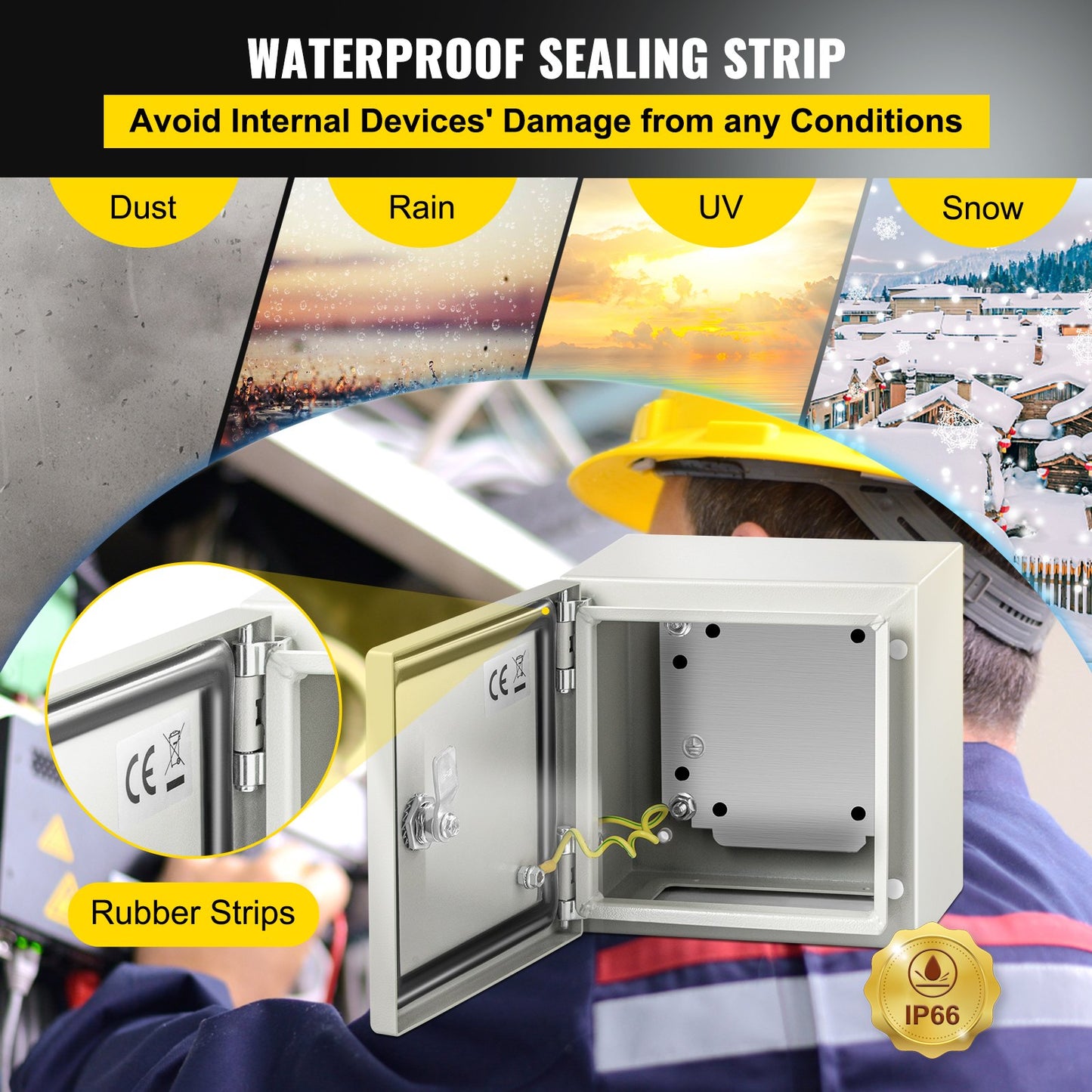 NEMA Steel Electrical Enclosure Box 8x8x6 Inches Waterproof Dustproof Outdoor Indoor