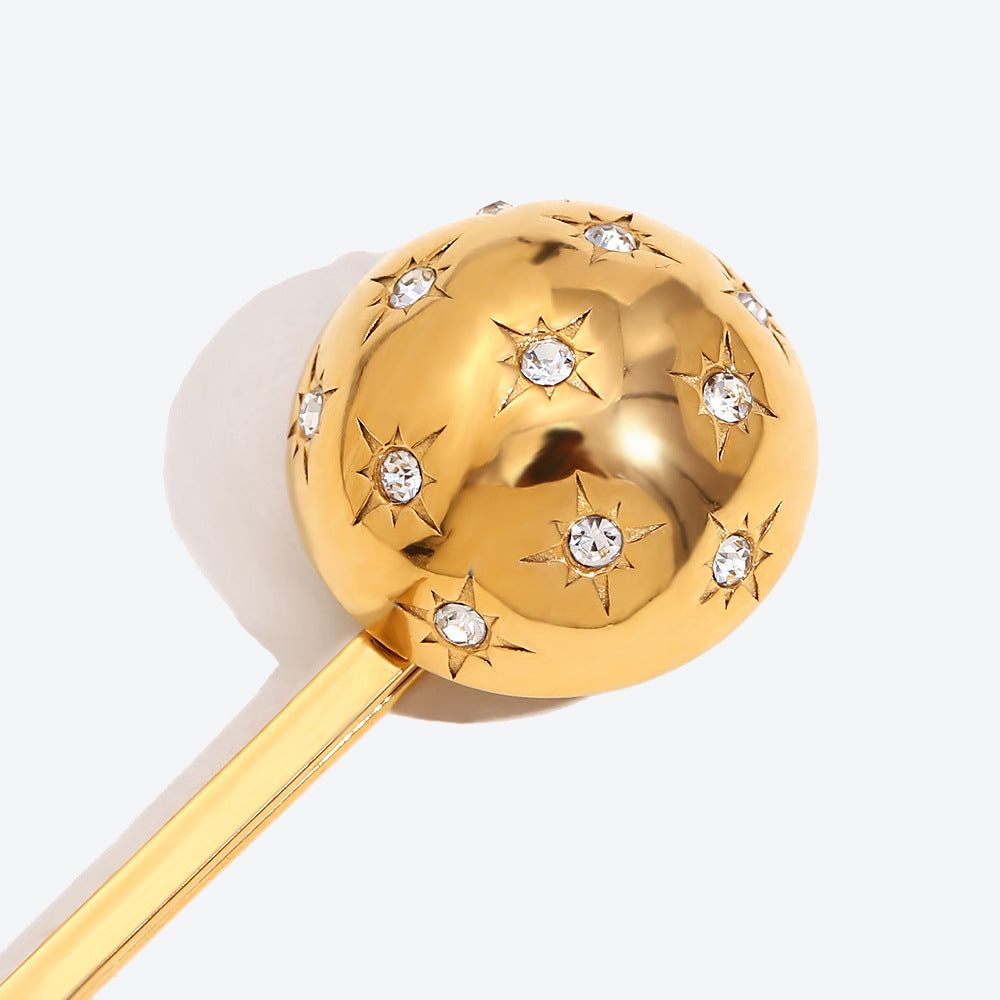 Gold Retro Spherical Star Hairpin