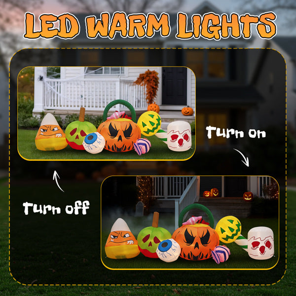 8FT Inflatable Halloween Pumpkin Ghost Decoration with LED Lights