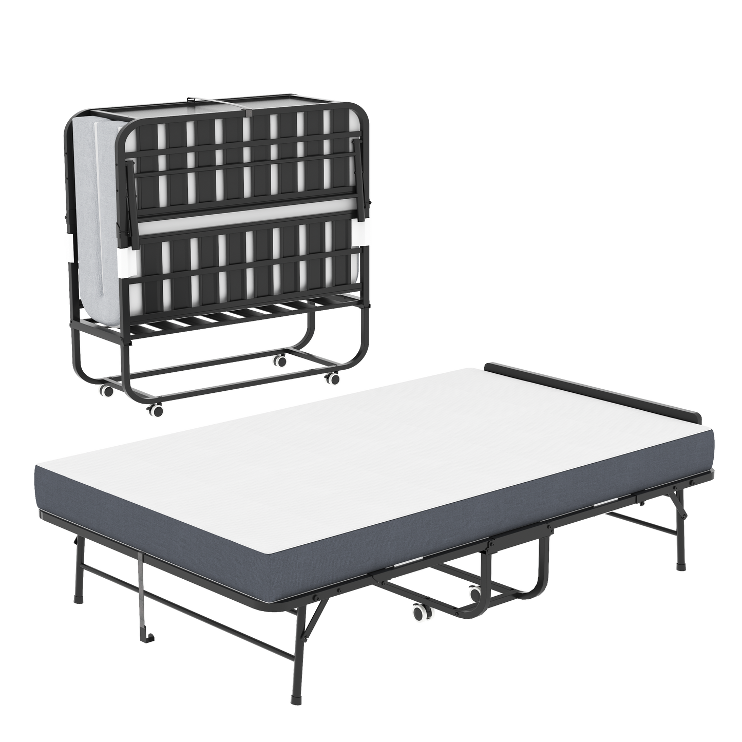 75 X46 Wide Folding Bed With Adjustable Headboard, Extra Long
