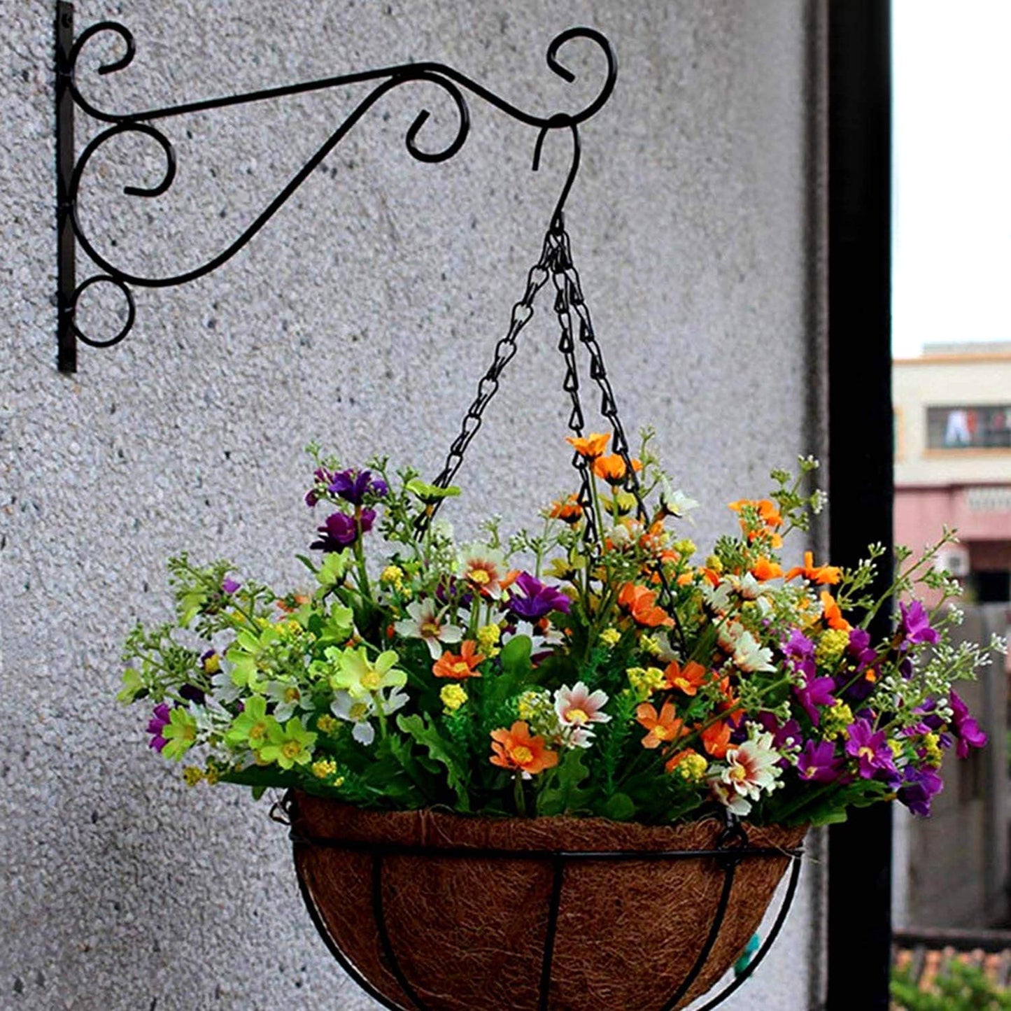 Wall-Mounted Plant Hanger Hook for Garden & Balcony Decor - Black