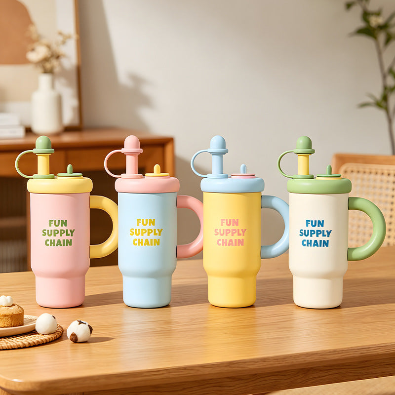 Large Capacity Insulated Mug with Handle - 900ml, Stainless Steel, Portable
