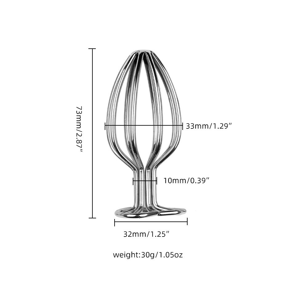 Metal Hollow Flared Anal Dilator Set with Round Base - Stainless Steel, Multiple Sizes