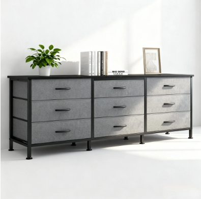 9-Drawer TV Stand with Storage for Living Room - Gray