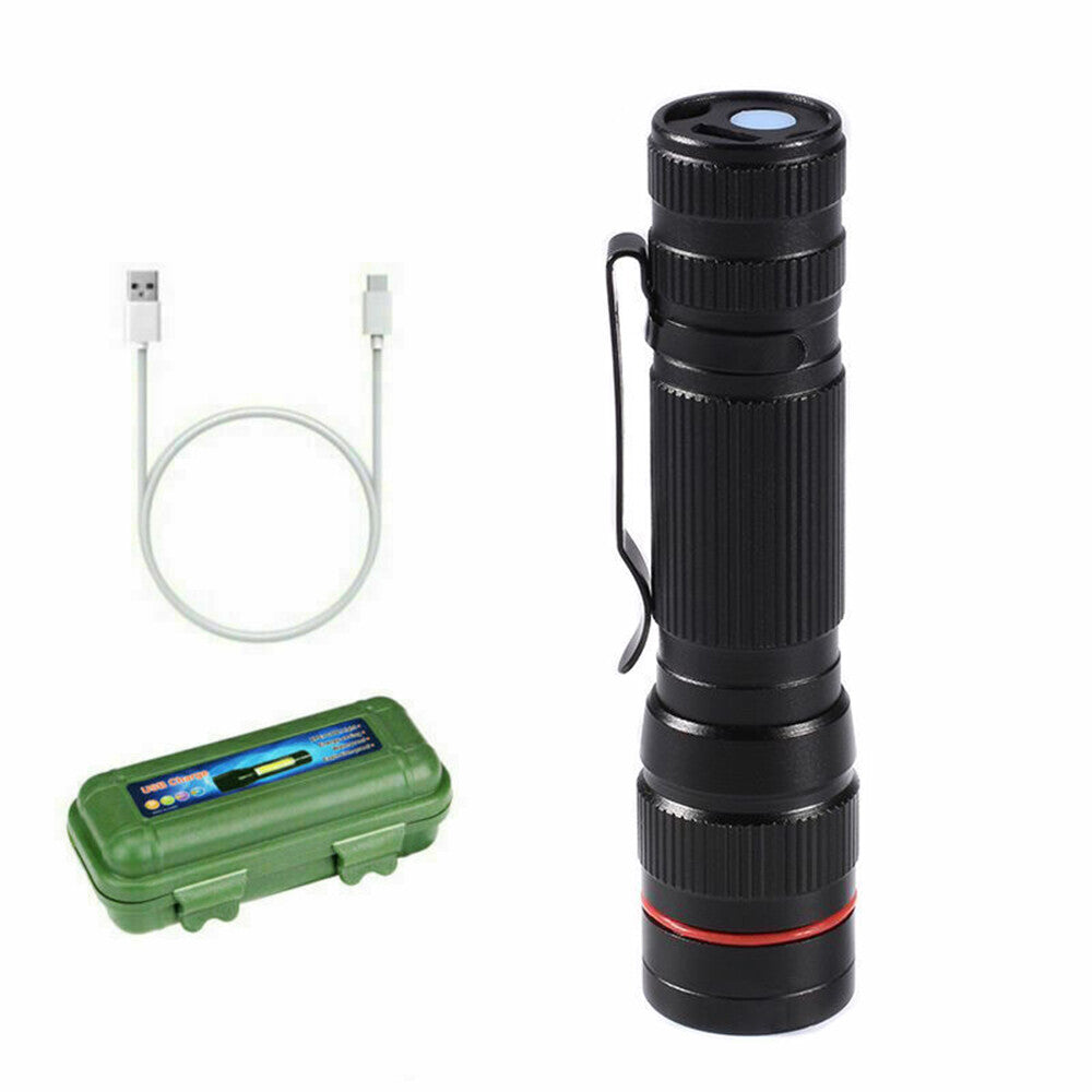 Rechargeable LED Flashlight Pack - Tactical Zoom Mini Pen Light for Camping & Outdoor Use