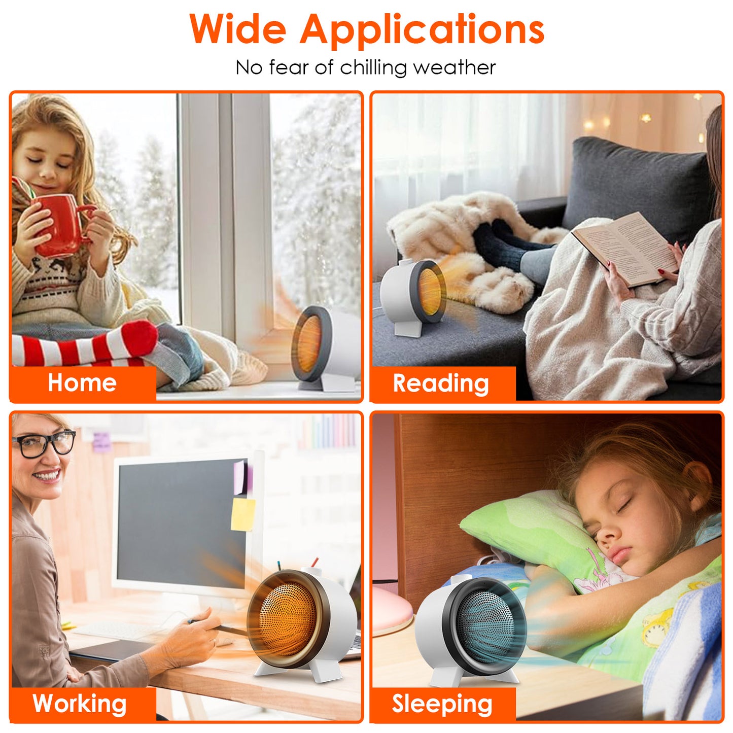 Portable Ceramic Space Heater with 3 Modes, Fast Heating, Tip-Over & Overheat Safety