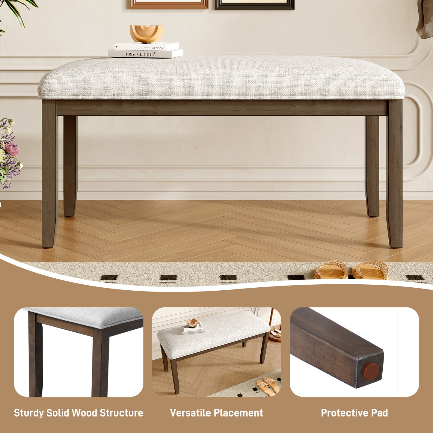 Upholstered Bench For Bedroom End Of Bed,38-inch Entryway Living