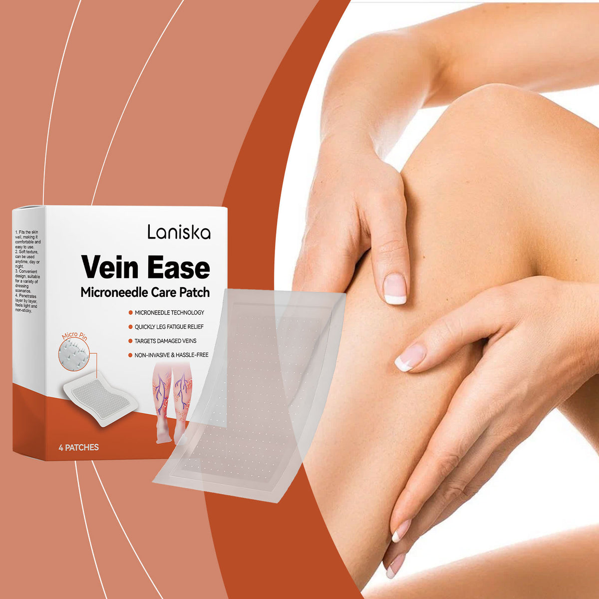 Leg Nursing Adhesive Bandages for Discomfort Relief - 4 Patches